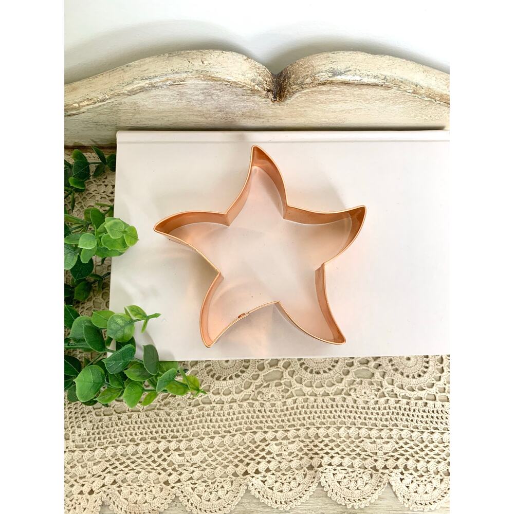 Vintage Copper Starfish Cookie Cutter Coastal Baking Mold Beach Nautical Kitchen